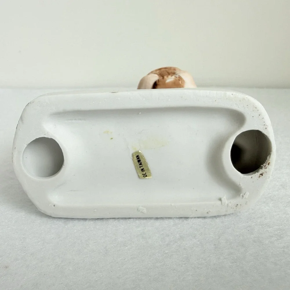 Vintage 1980 WA Ceramic Dutch Girl Apple Basket‎ Taper Candle Holder Figurine 5